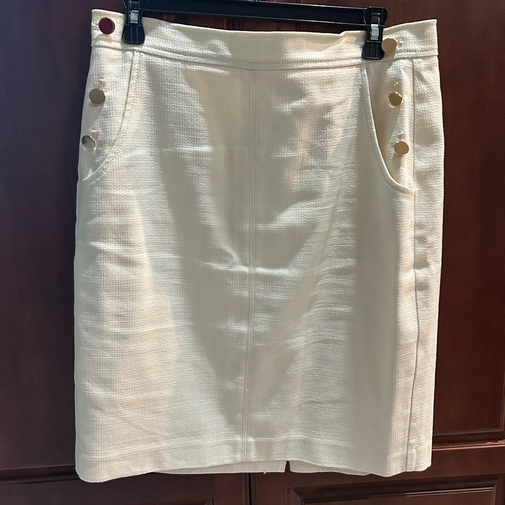 Elegant Cream Skirt with Gold Button Accents